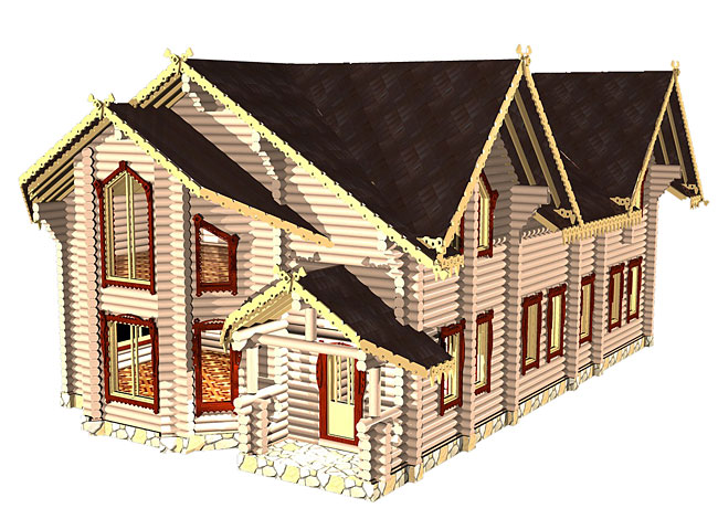 3д модель деревянного дома